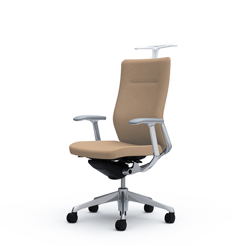 オカムラ コーラルチェア クッション ハイバック ホワイト体 ポリッシュ枠 ハンガー付 ランバー無 デザイン肘 CQ48BW-FS