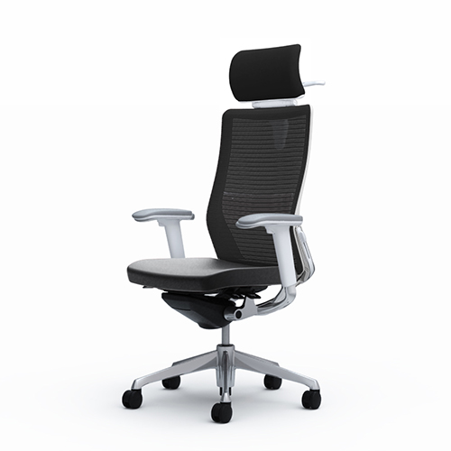 オカムラ コーラルチェア 背座革 エクストラ背 ホワイト体 ポリッシュ枠 ハンガー付 ランバー付 アジャスト肘 CQ8DBZ-P676