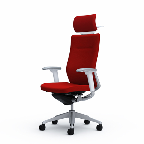 オカムラ コーラルチェア クッション エクストラ背 ホワイト体 シルバー枠 ハンガー付 ランバー無 アジャスト肘 CQ8DGW-FS