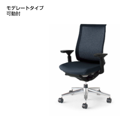 コクヨ ベゼルチェア (Bezel) モデレートタイプ 可動肘 アルミポリッシュ脚 背座同色 CR-A2811E6