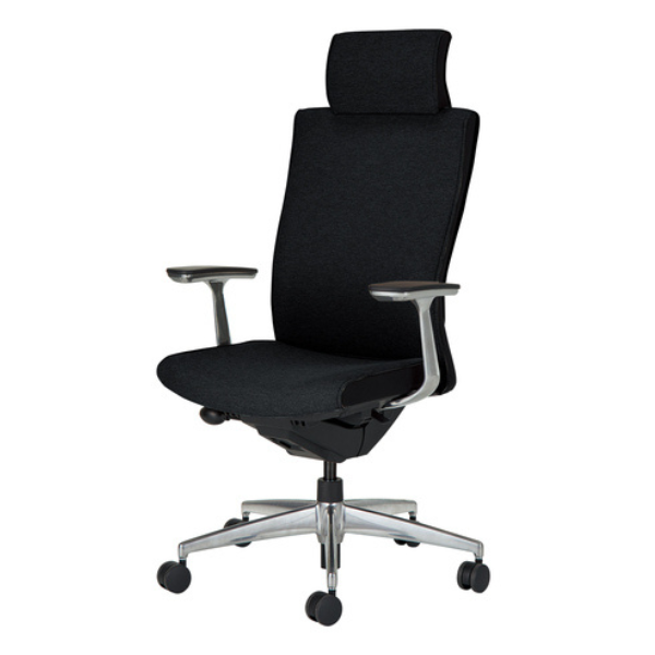 コクヨ プントチェア 布張りタイプ ヘッドレスト付 アルミ肘 ランバー無 CR-GA2449F6KA