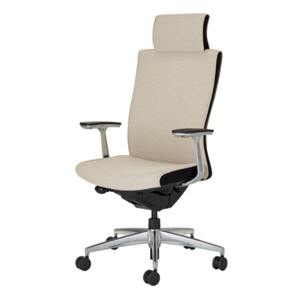 コクヨ プントチェア 布張りタイプ ヘッドレスト付 アルミ肘 ランバー無 CR-GA2449F6KA