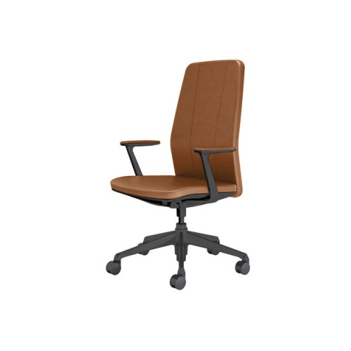 オカムラ クラフティーシリーズ クラフティーチェア ハイバック ブラックフレーム デザインアーム 革張り CR47MC-P