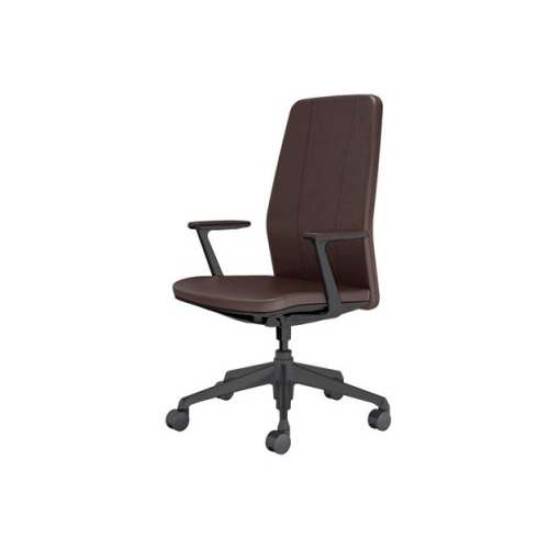 オカムラ クラフティーシリーズ クラフティーチェア ハイバック ブラックフレーム デザインアーム 革張り CR47MF-P