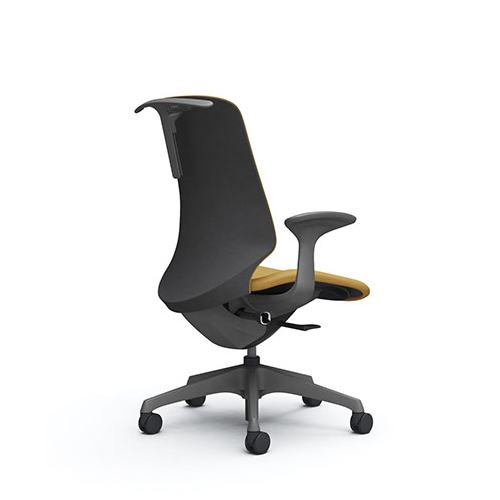 スフィアチェア インターロック ハイバック デザインアーム 座面奥行き調整なし ノーマルキャスター ハンガー付 CT2DAE-FXW 後ろ