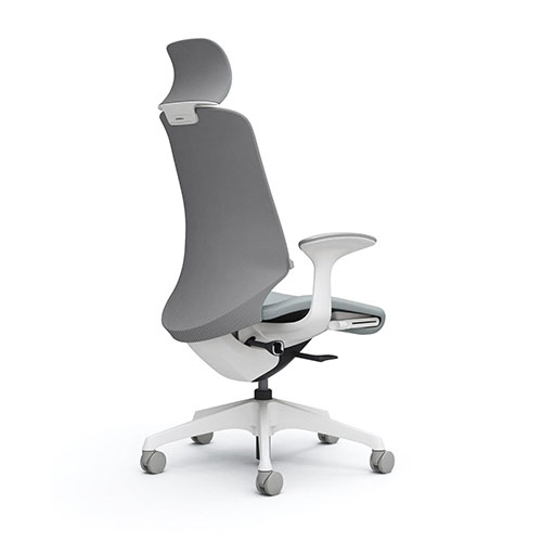 スフィアチェア リネット エクストラハイバック デザインアーム 座面奥行き調整あり ノーマルキャスター ランバー付 CT2EAD-FRU6 後ろ