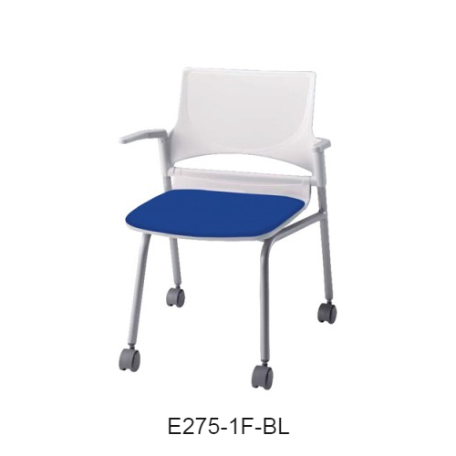 ナイキ ミーティングチェアー 会議用チェアー 4本脚タイプ・キャスター付・背樹脂タイプ 肘付 布張り E275-1F