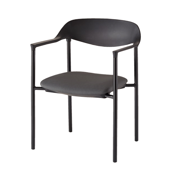 ナイキ ミーティングチェアー E368型 4本脚 背樹脂タイプ 肘付 座ビニールレザー E368V-B1-CG1