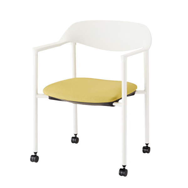 ナイキ ミーティングチェアー E368型 4本脚 キャスター付 背樹脂タイプ 肘付 座ビニールレザー E368VC-H3-MS1