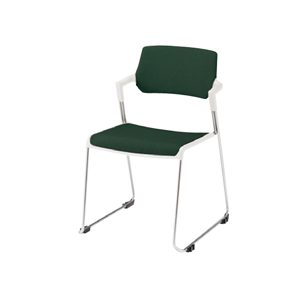 ナイキ ミーティングチェアー 会議用チェアー E422型 ループ脚タイプ メッキタイプ 背カバー付 布張り E423F-M3-PDGR