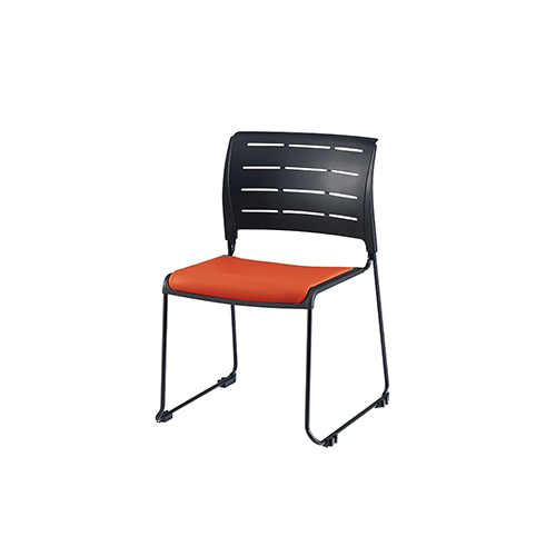 ナイキ 会議用チェアー スレア(slea) ループ脚/ブラック.塗装脚/座パッド付 布張り E431F-B1