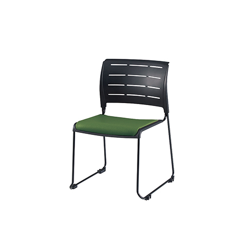 ナイキ 会議用チェアー スレア(slea) ループ脚/ブラック.塗装脚/座パッド付 布張り E431F-B1