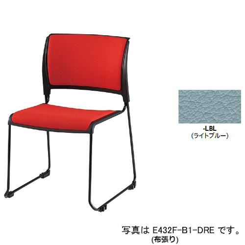 ナイキ 会議用チェアー スレア(slea) ループ脚/ブラック.塗装脚/背座パッド付 ビニールレザー張り E432-B1