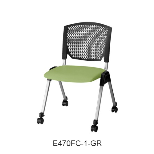 ナイキ ミーティングチェアー E470type 4本脚タイプ・キャスター付・背カバーなし 肘なし 布張り E470FC-1/E470FC-3