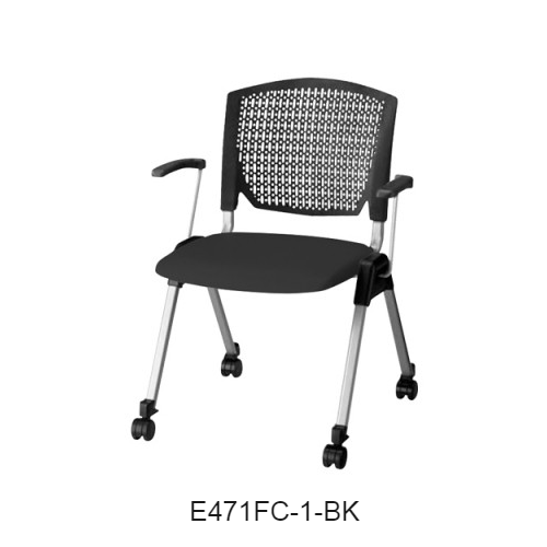 ナイキ ミーティングチェアー E470type 4本脚タイプ・キャスター付・背カバーなし 肘付 布張り E471FC-1/E471FC-3