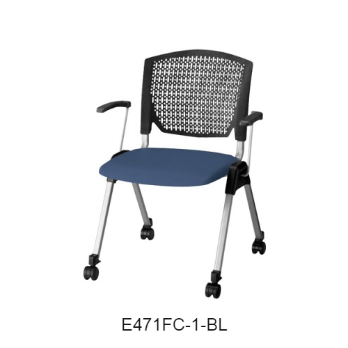 ナイキ ミーティングチェアー E470type 4本脚タイプ・キャスター付・背カバーなし 肘付 布張り E471FC-1/E471FC-3