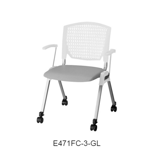 ナイキ ミーティングチェアー E470type 4本脚タイプ・キャスター付・背カバーなし 肘付 布張り E471FC-1/E471FC-3
