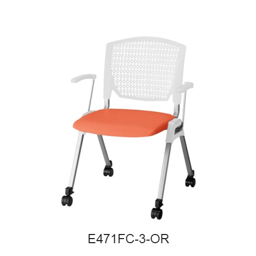 ナイキ ミーティングチェアー E470type 4本脚タイプ・キャスター付・背カバーなし 肘付 布張り E471FC-1/E471FC-3