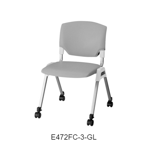 ナイキ ミーティングチェアー E470type 4本脚タイプ・キャスター付・背カバー付 肘なし 布張り E472FC-1/E472FC-3