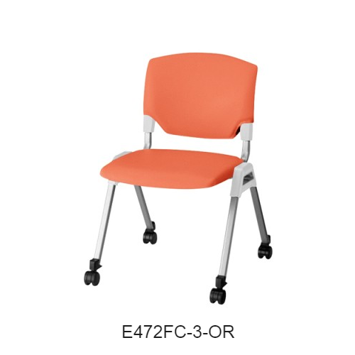 ナイキ ミーティングチェアー E470type 4本脚タイプ・キャスター付・背カバー付 肘なし 布張り E472FC-1/E472FC-3