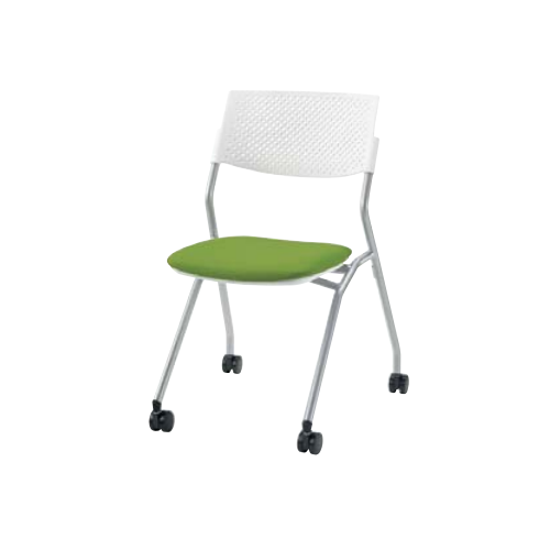 ウチダ ミーティングチェア FM-265シリーズ 背ホワイト 肘なし ナイロンキャスター FM-265 6-113-0006