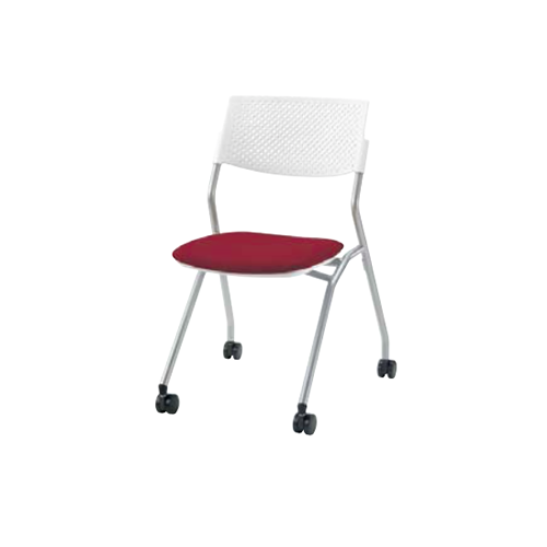 ウチダ ミーティングチェア FM-265シリーズ 背ホワイト 肘なし ナイロンキャスター FM-265 6-113-0009