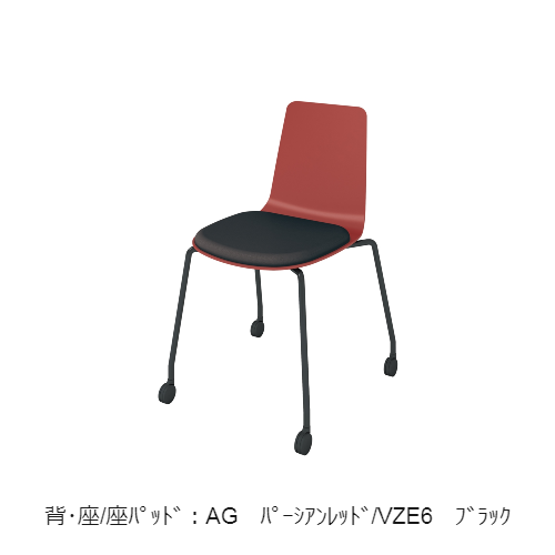 コクヨ 会議用イス(ミーティングチェア) ミケット(Mycket)チェア キャスター脚 ブラック脚 PPシート 座パッド（レザー） 付き K03-B22-