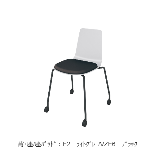 コクヨ 会議用イス(ミーティングチェア) ミケット(Mycket)チェア キャスター脚 ブラック脚 PPシート 座パッド（レザー） 付き K03-B22-