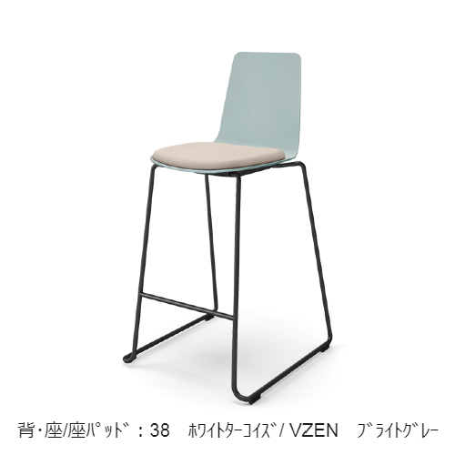 コクヨ ミーティングチェア ミケット(Mycket)チェア ハイチェアー ホワイト脚 PPシート 座パッド（布） 付き K03-W42-