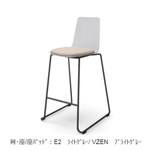 コクヨ ミーティングチェア ミケット(Mycket)チェア ハイチェアー ホワイト脚 PPシート 座パッド（布） 付き K03-W42-