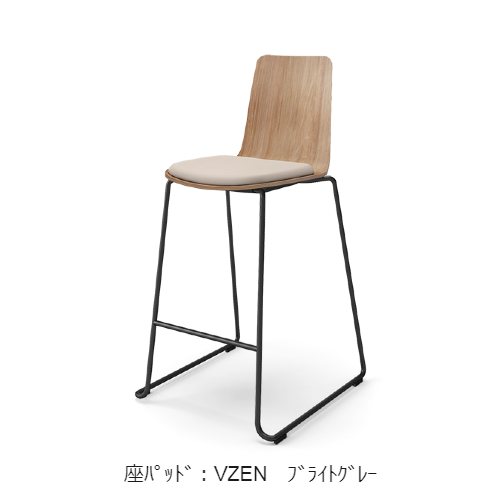 コクヨ ミーティングチェア ミケット(Mycket)チェア ハイチェアー ブラック脚 合板シート 座パッド（レザー） 付き K03-B43-MY3