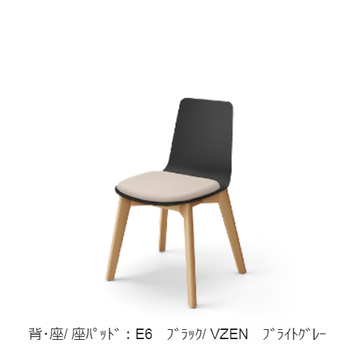 コクヨ 会議用イス(ミーティングチェア) ミケット(Mycket)チェア 木脚 PPシート 座パッド（レザー） 付き K03-D02