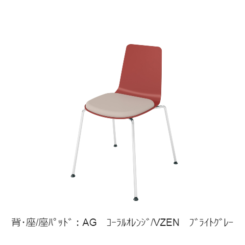 コクヨ 会議用イス(ミーティングチェア) ミケット(Mycket)チェア 4本脚 メッキ脚 PPシート 座パッド（レザー） 付き K03-M02