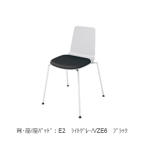 コクヨ 会議用イス(ミーティングチェア) ミケット(Mycket)チェア 4本脚 メッキ脚 PPシート 座パッド（レザー） 付き K03-M02