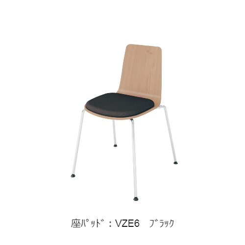コクヨ 会議用イス(ミーティングチェア) ミケット(Mycket)チェア 4本脚 メッキ脚 合板シート 座パッド（レザー） 付き K03-M03-MY3