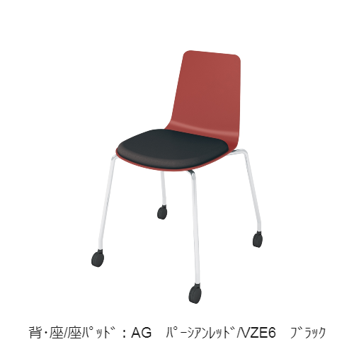 コクヨ 会議用イス(ミーティングチェア) ミケット(Mycket)チェア キャスター脚 メッキ脚 PPシート 座パッド（レザー） 付き K03-M22-