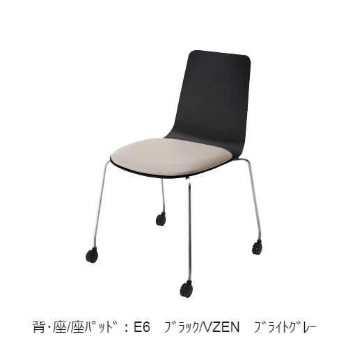 コクヨ 会議用イス(ミーティングチェア) ミケット(Mycket)チェア キャスター脚 メッキ脚 PPシート 座パッド（レザー） 付き K03-M22-