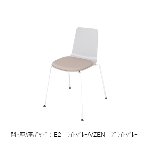 コクヨ 会議用イス(ミーティングチェア) ミケット(Mycket)チェア 4本脚 ホワイト脚 PPシート 座パッド（レザー） 付き K03-W02-