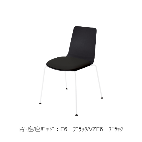 コクヨ 会議用イス(ミーティングチェア) ミケット(Mycket)チェア 4本脚 ホワイト脚 PPシート 座パッド（レザー） 付き K03-W02-