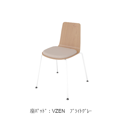 コクヨ 会議用イス(ミーティングチェア) ミケット(Mycket)チェア 4本脚 ホワイト脚 合板シート 座パッド（レザー） 付き K03-W03-MY3