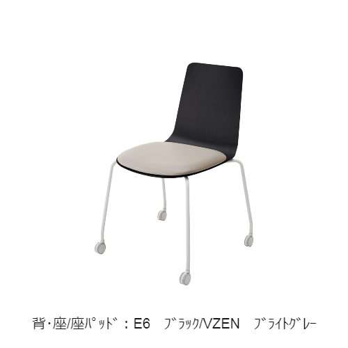 コクヨ 会議用イス(ミーティングチェア) ミケット(Mycket)チェア キャスター脚 ホワイト脚 PPシート 座パッド（レザー） 付き K03-W22