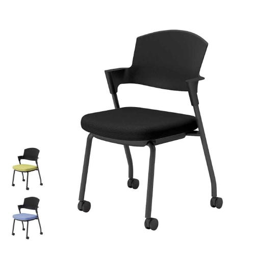 コクヨ プロッティチェア ミーティングチェア キャスター 背樹脂 肘付き ブラック塗装脚 エコPVCレザー K17-B21S