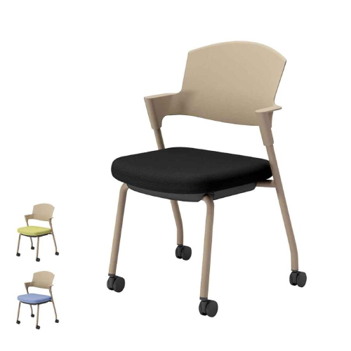 コクヨ プロッティチェア ミーティングチェア キャスター 背樹脂 肘付き ベージュ塗装脚 エコPVCレザー K17-Z21S