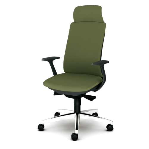 PLUS プラス ベネスチェア BeneS ダークグレーフレーム エクストラハイバック 固定肘 アルミ脚 KB-BN35SL