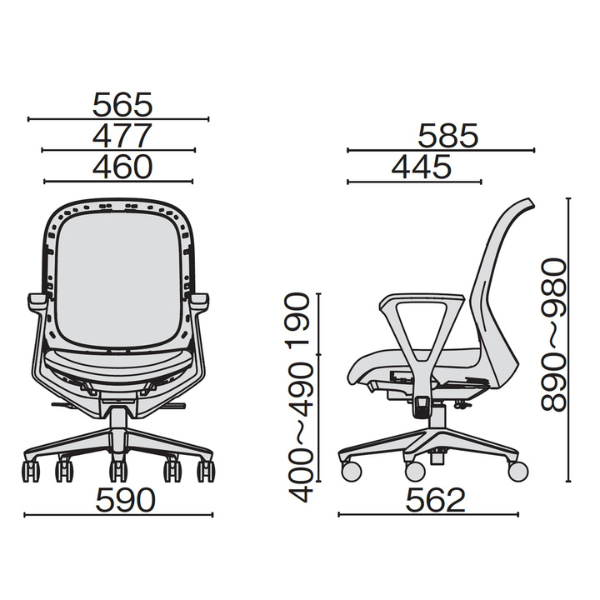 プラス フィータ2チェア ループ肘 ホワイトフレーム 樹脂脚 KB-FT50MKL
