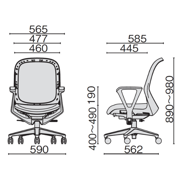 プラス フィータ2チェア ループ肘 ブラックフレーム 樹脂脚 KB-FT60MKL