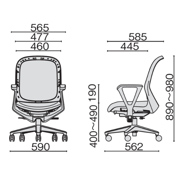 プラス フィータ2チェア ループ肘 樹脂脚 KB-FT61MKL-G/KB-FT61MKL-R/KB-FT61MKL-S