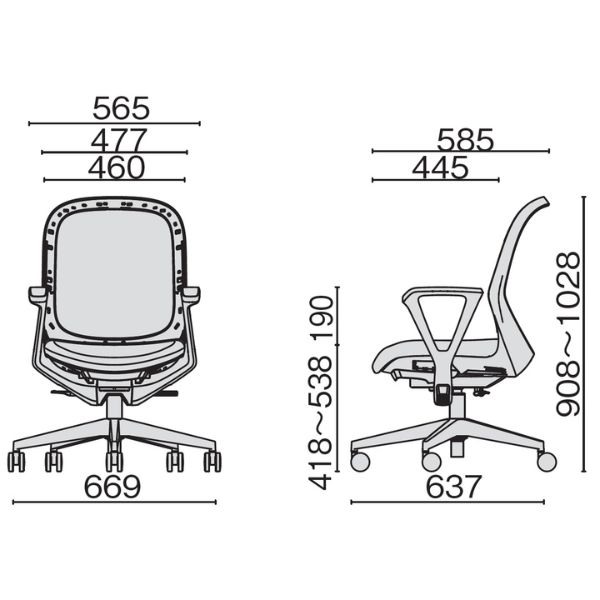 プラス フィータ2チェア ループ肘 アルミ脚 KB-FT63MKL-G/KB-FT63MKL-R/KB-FT63MKL-S