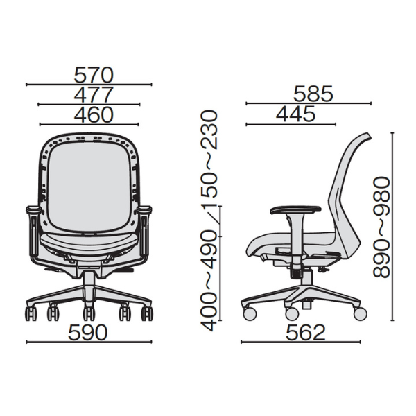 プラス フィータ2チェア アジャスト肘 樹脂脚 KD-FT61MKL-G/KD-FT61MKL-R/KD-FT61MKL-S