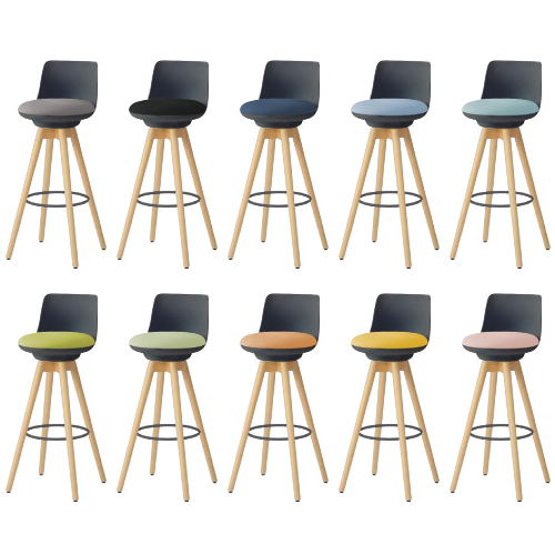 【展示品】オカムラ　ピルエット　木脚　背付　ベージュ　ホワイトシェル 展示品】オカムラ ピルエット 木脚 ハイチェア 背付 ベージュ ホワイト